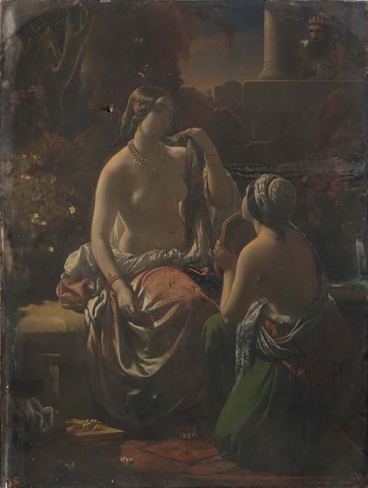 Joseph-Léon-Roland de Lestang-Parade (1810 – 1887), Bethsabée à sa toilette, 1842, huile sur toile, 228 x 166 cm